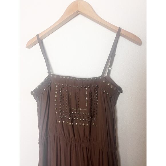 Tamara Catz Brown Studded Strap Dress Women’s Sz Medium Maui Designer - Picture 2 of 6